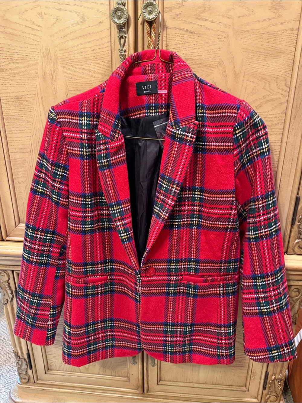 VICI Red Plaid Tailored Blazer NWT